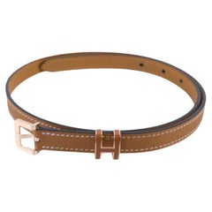 Hermes Gold Epsom calfskin & rose gold buckle Size 85 Pop H 15 belt