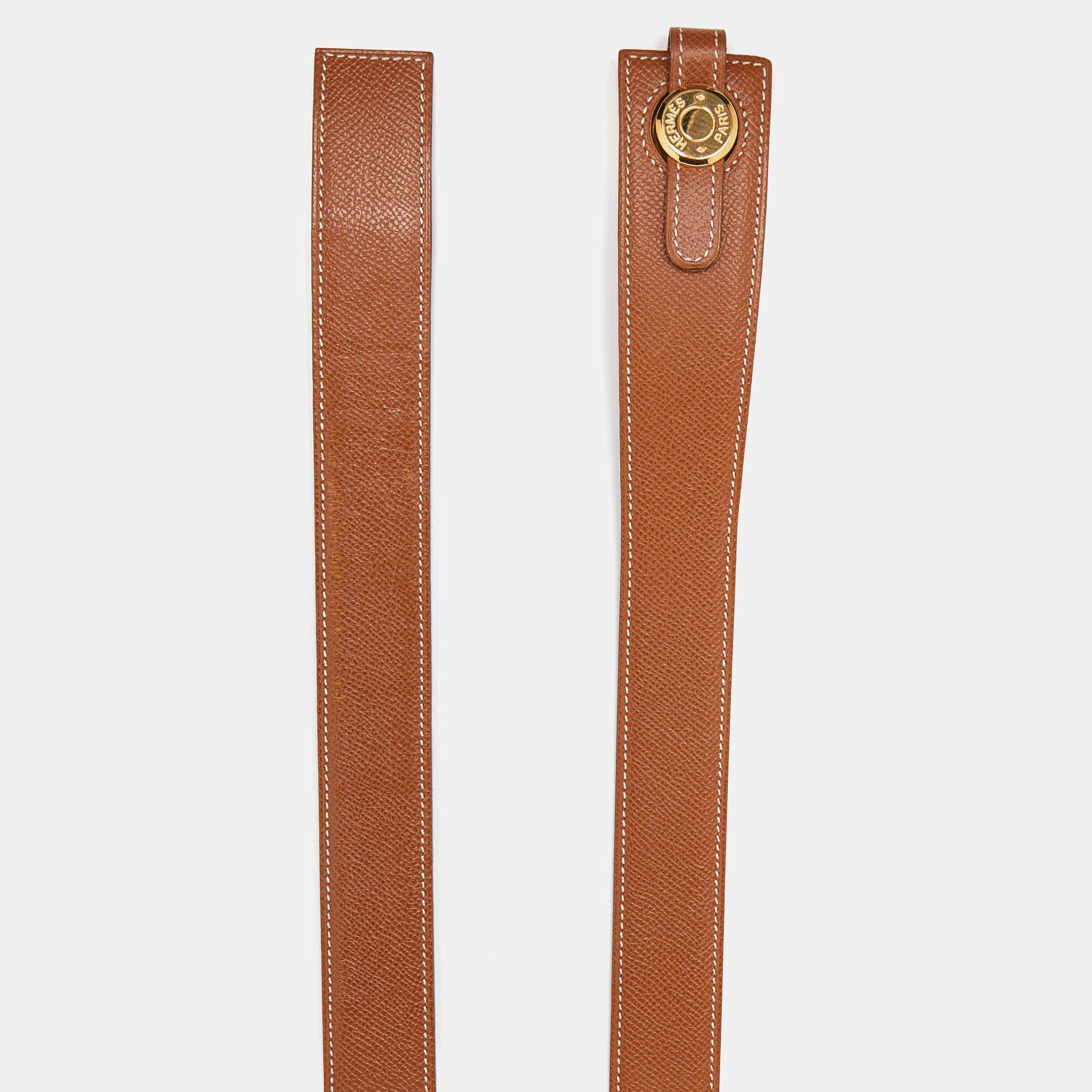 Hermes Gold Epsom Leather Clou de Selle Belt 95CM In Good Condition In Dubai, Al Qouz 2