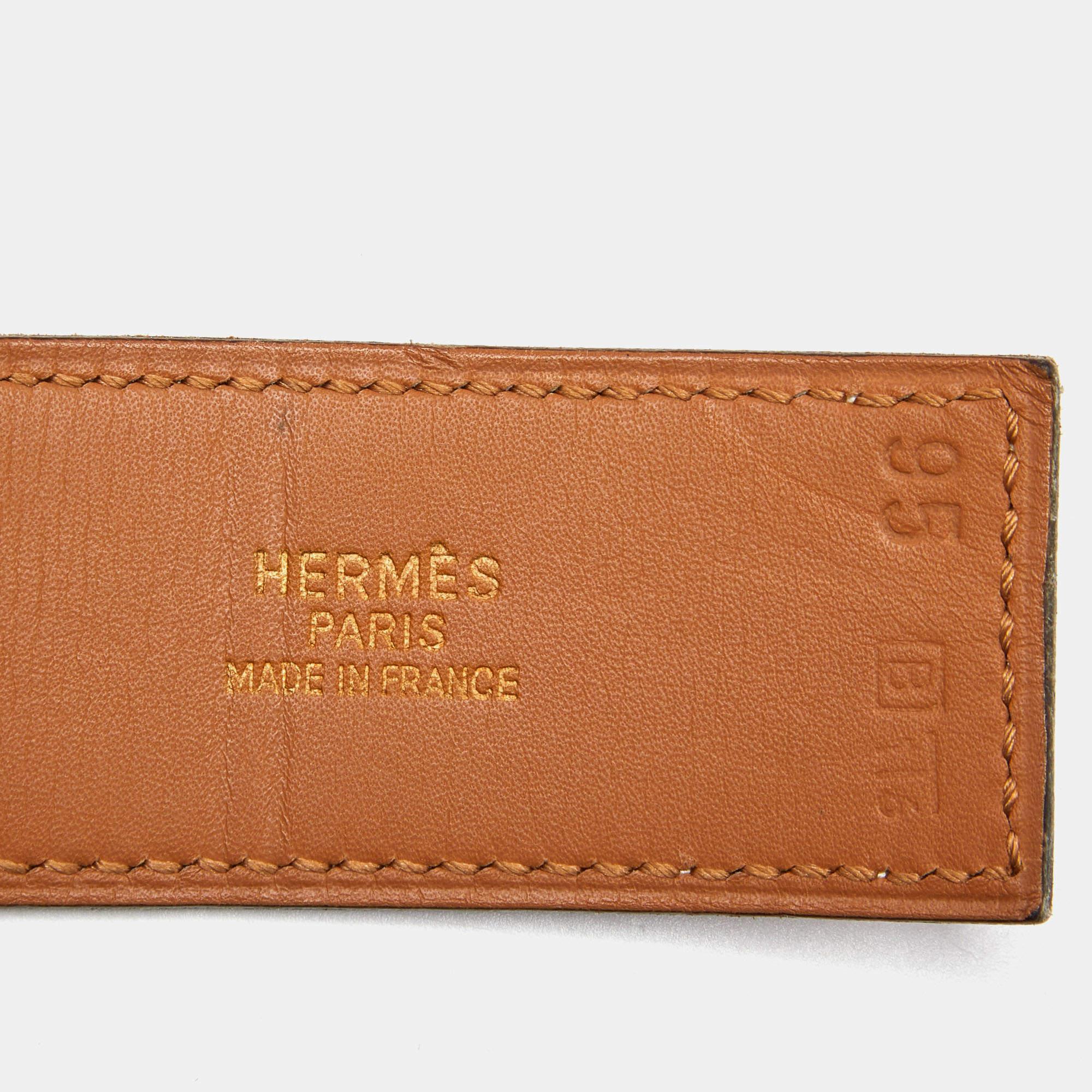 Women's Hermes Gold Epsom Leather Clou de Selle Belt 95CM