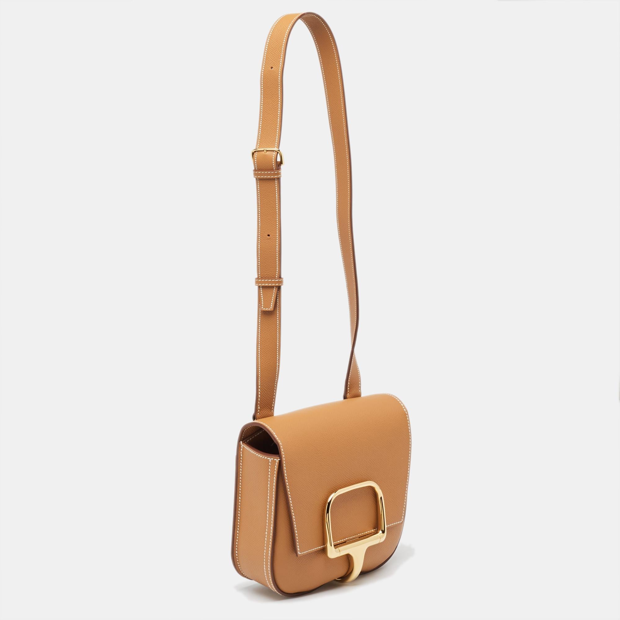 Marron Hermes Gold Epsom Leather Della Cavalleria Mini Bag