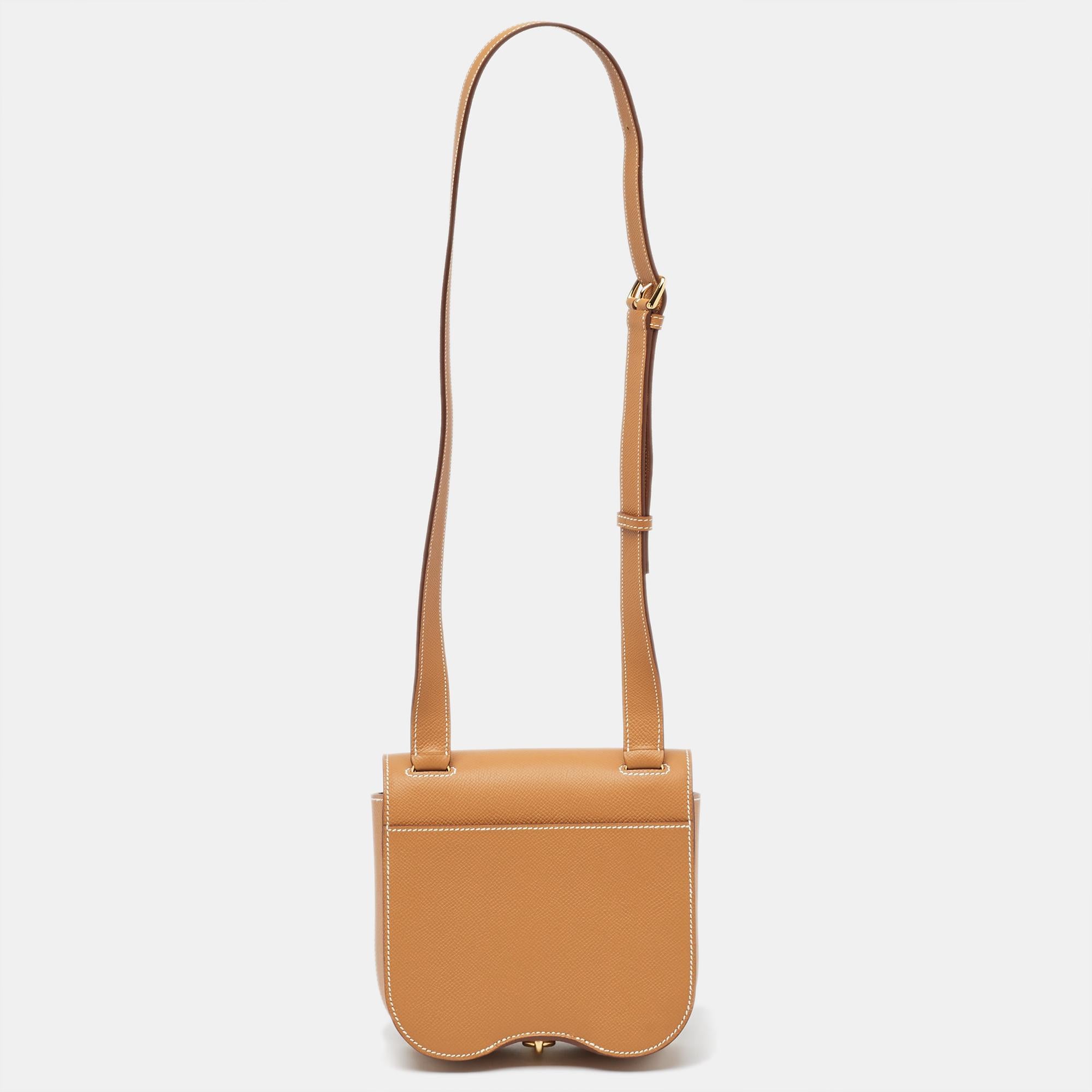 Hermes Gold Epsom Leather Della Cavalleria Mini Bag Excellent état à Dubai, Al Qouz 2