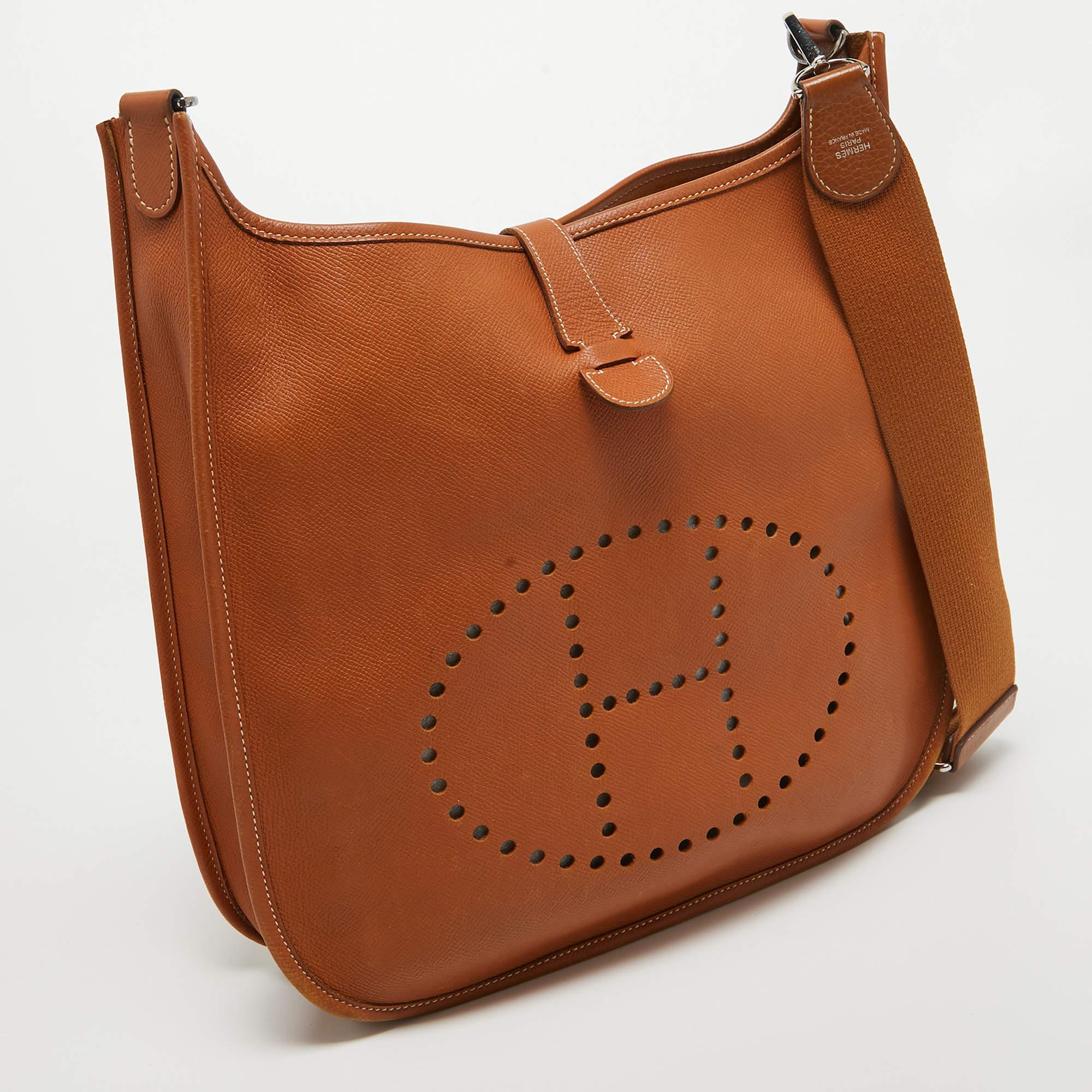 Women's Hermes Gold Epsom Leather Evelyne I GM Bag For Sale