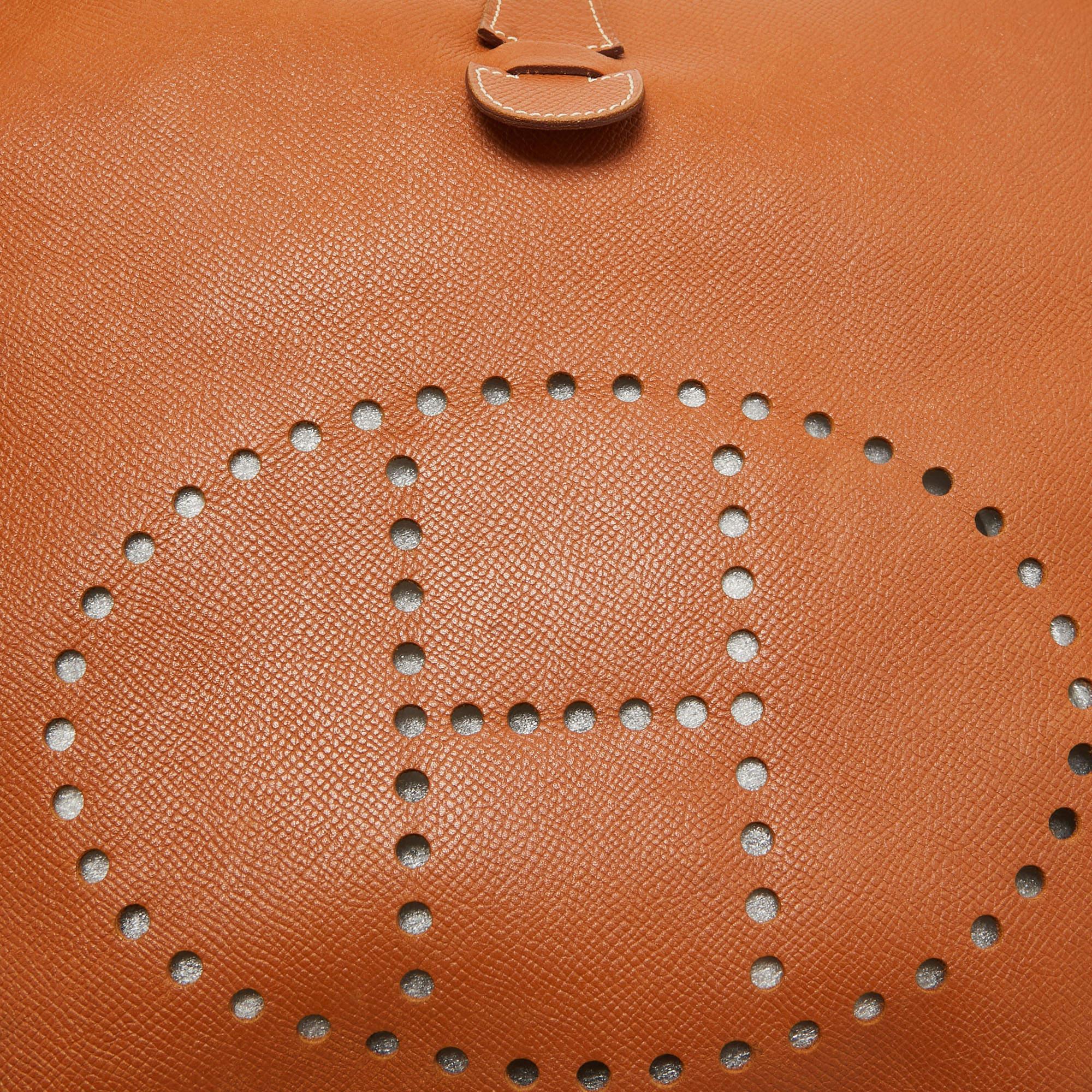 Hermes Gold Epsom Leather Evelyne I GM Bag For Sale 4