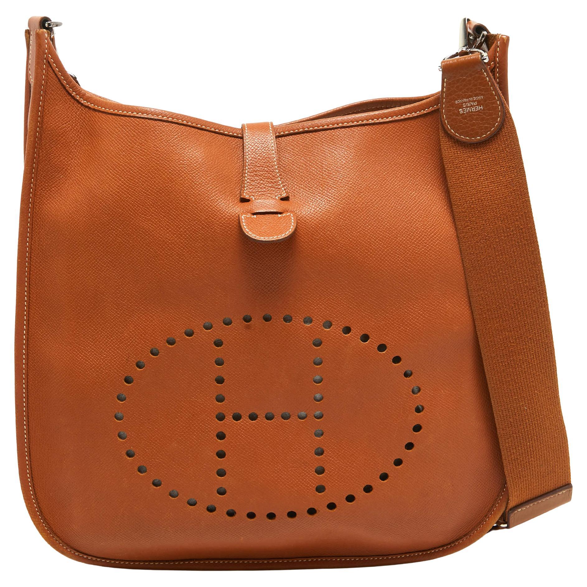 Hermes Gold Epsom Leather Evelyne I GM Bag For Sale