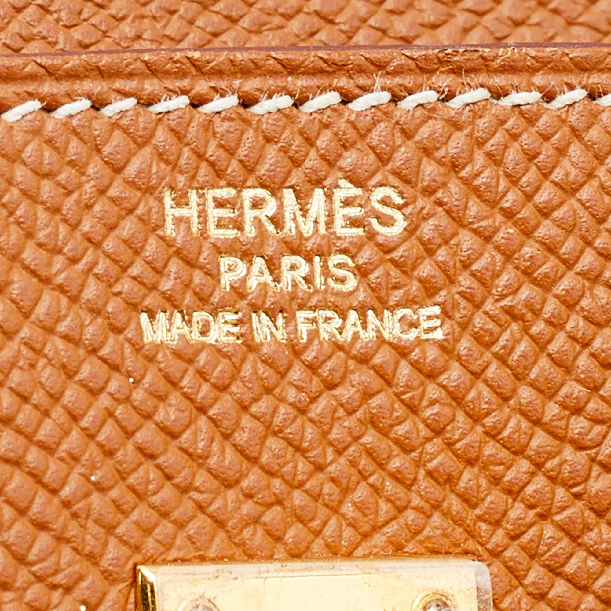 Hermes Gold Epsom Leather Gold Finish Birkin 25 Bag 5