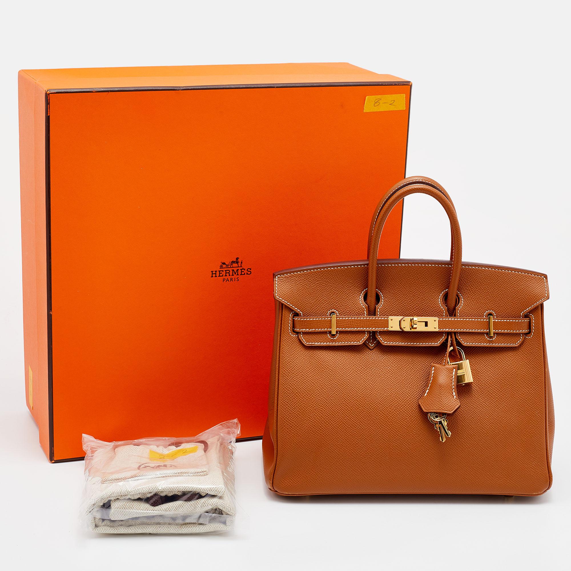 Hermes Gold Epsom Leather Gold Finish Birkin 25 Bag 6