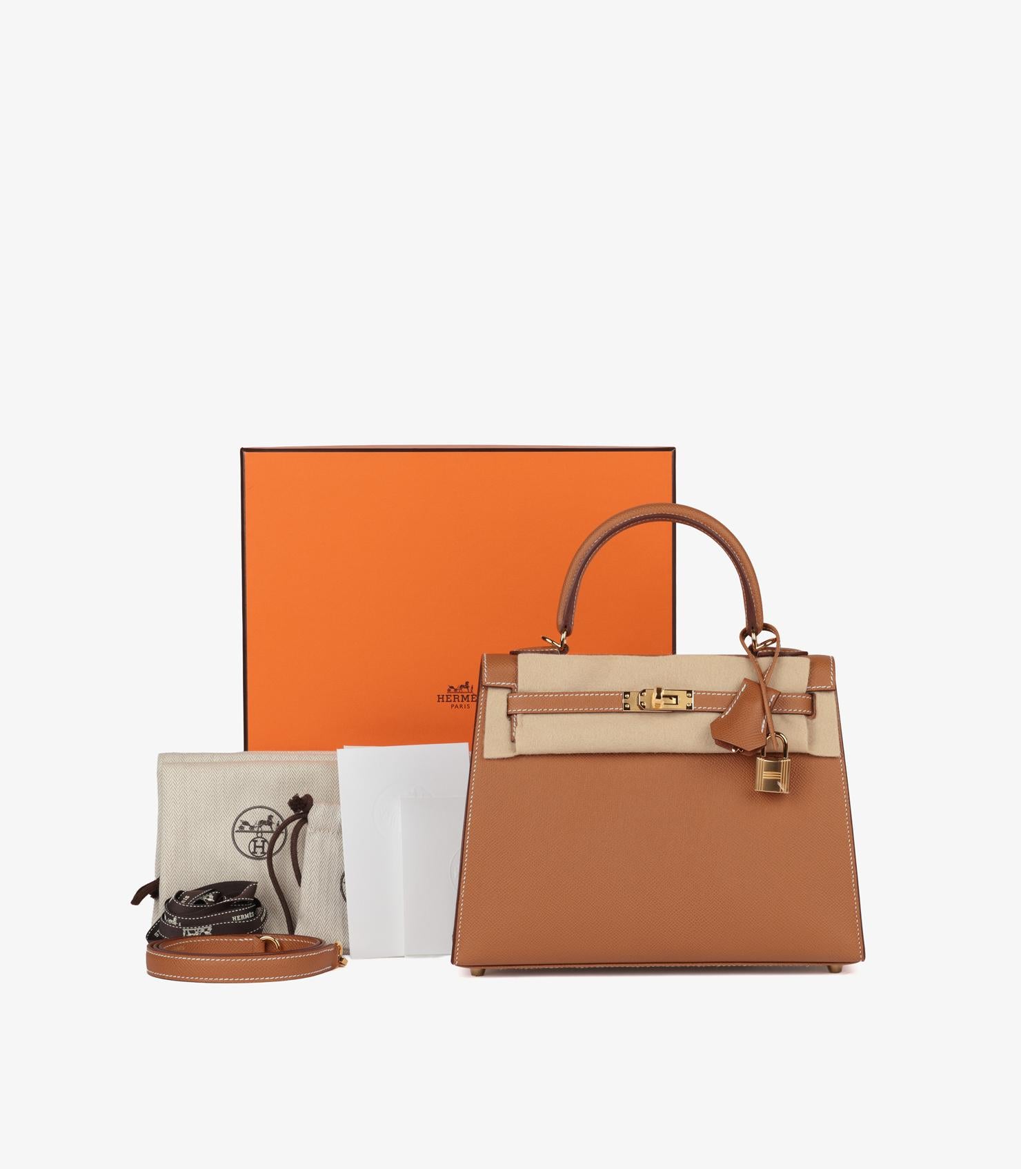 Hermès Gold Epsom Leather Kelly 25cm Sellier For Sale 6