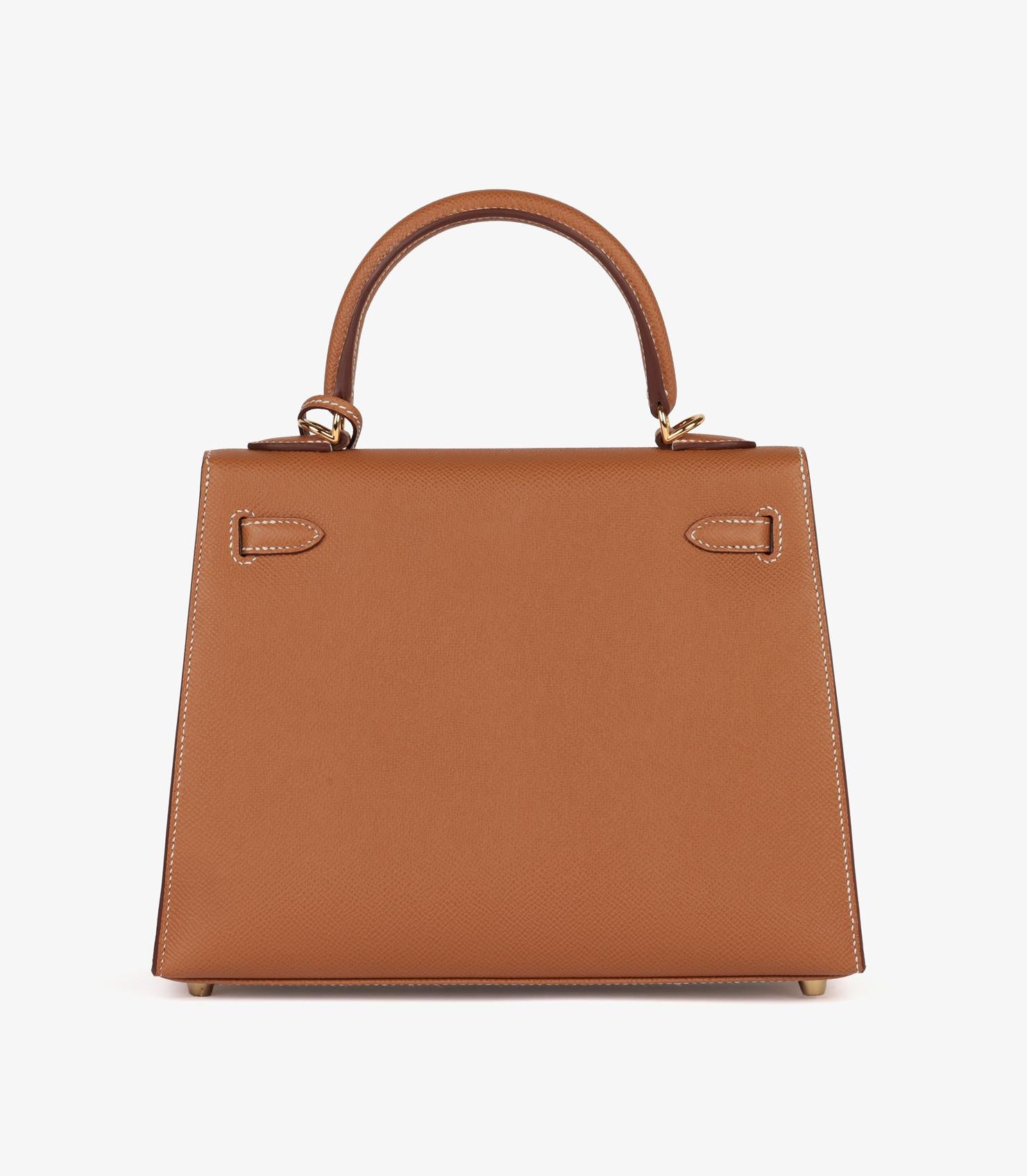 Hermès Gold Epsom Leather Kelly 25cm Sellier For Sale 1