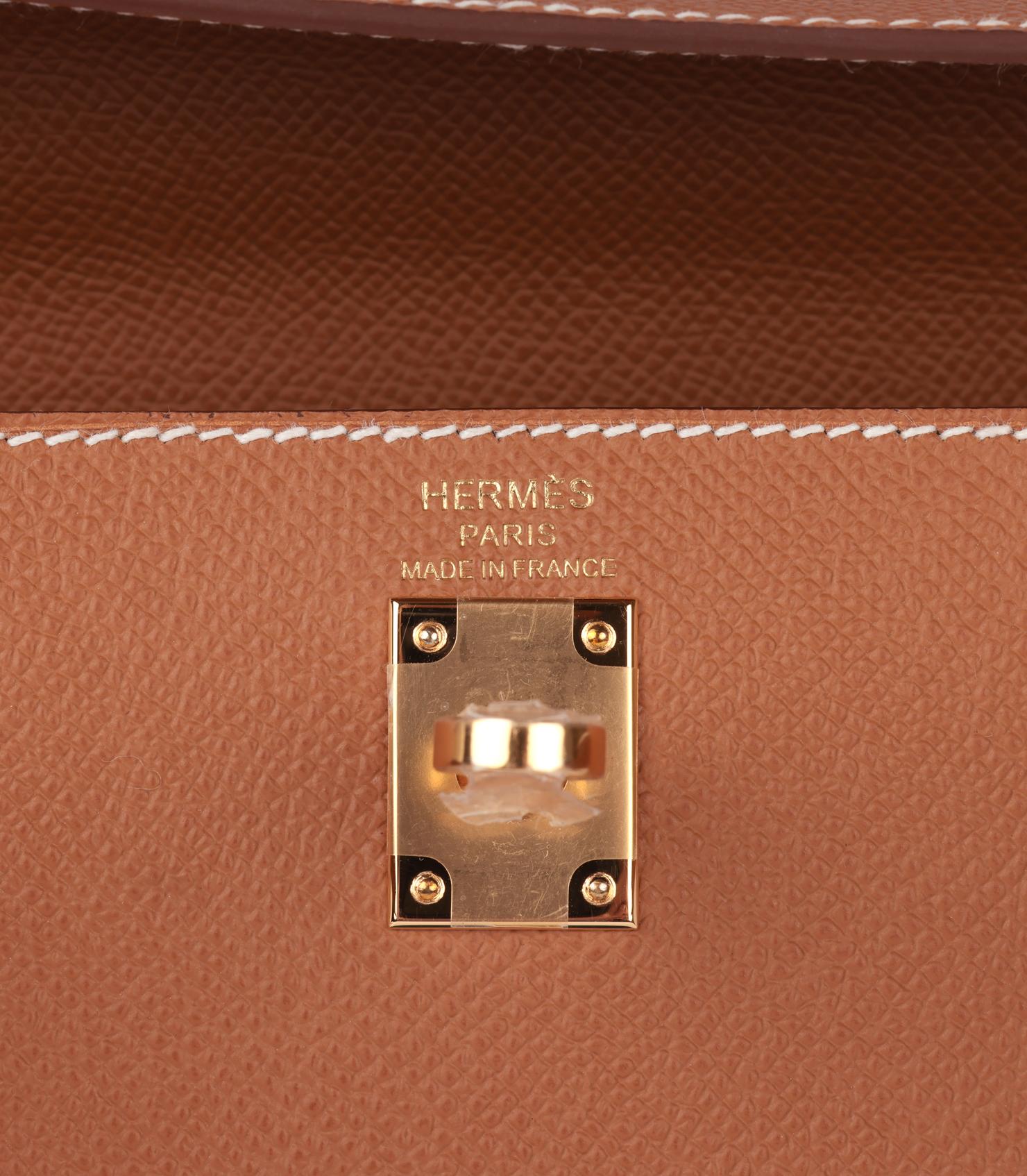 Hermès Gold Epsom Leather Kelly 25cm Sellier For Sale 3