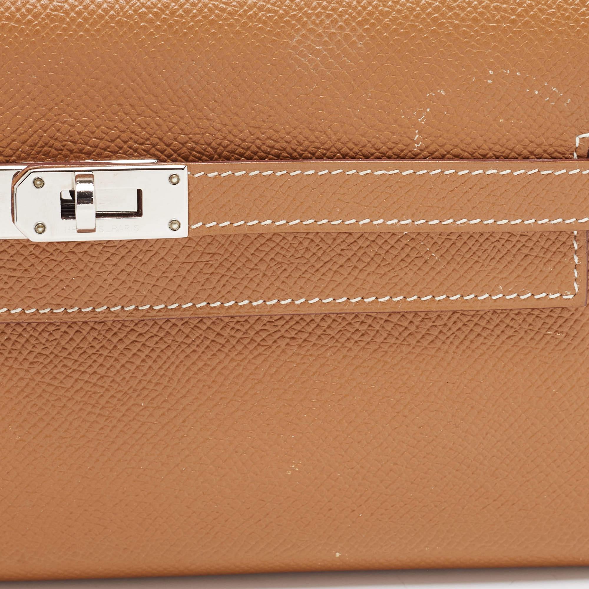 Hermes Gold Epsom Leather Kelly Classic Wallet 9