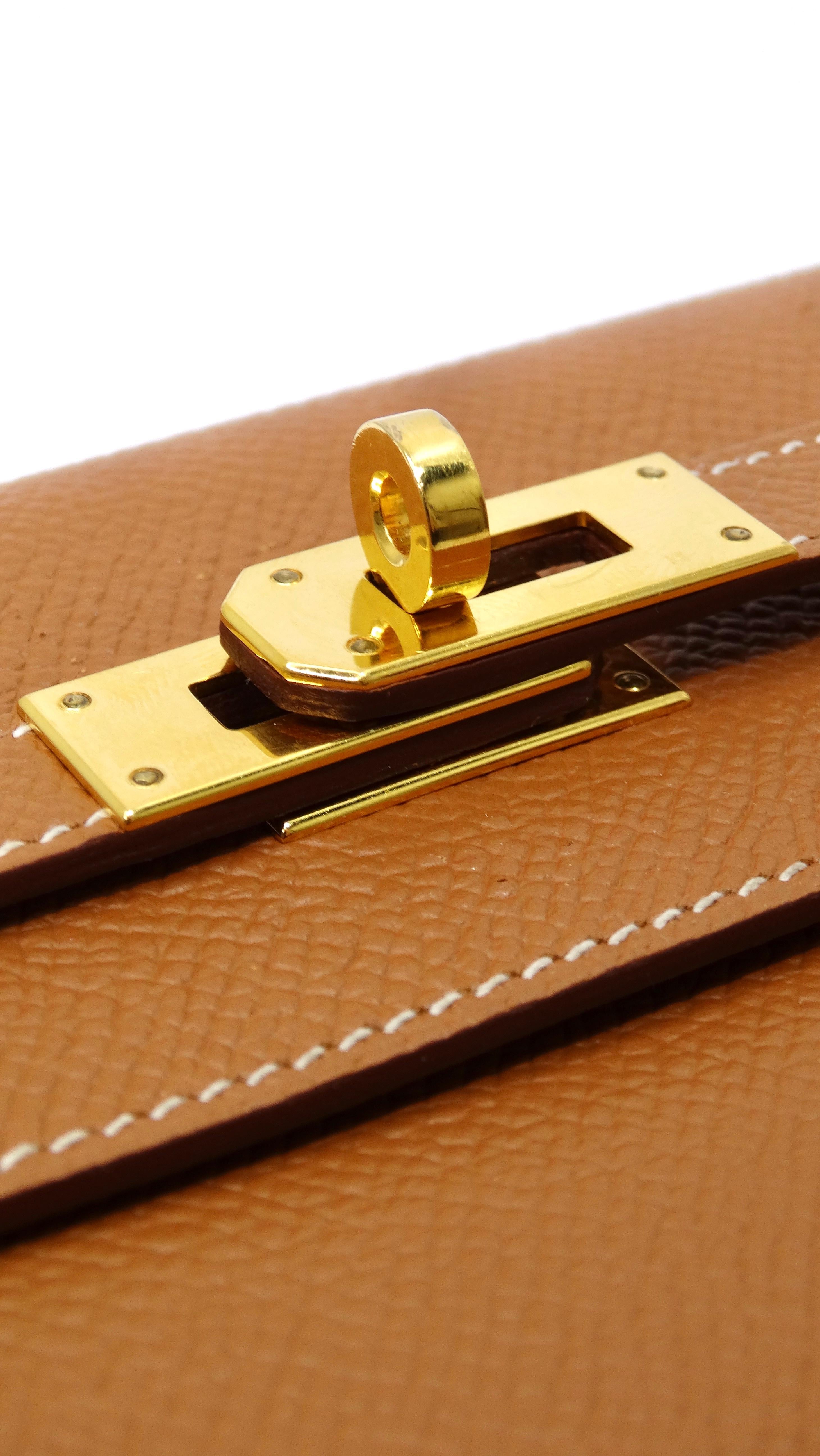 Women's or Men's Hermes Gold Epsom Leather Kelly Classic Wallet