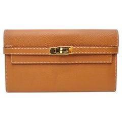 Hermes Gold Epsom Leather Kelly Classic Wallet