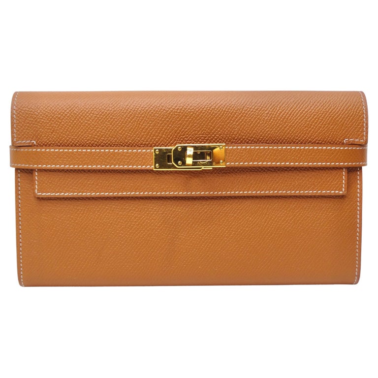 Hermes Gold Epsom Leather Kelly Classic Wallet For Sale at 1stDibs