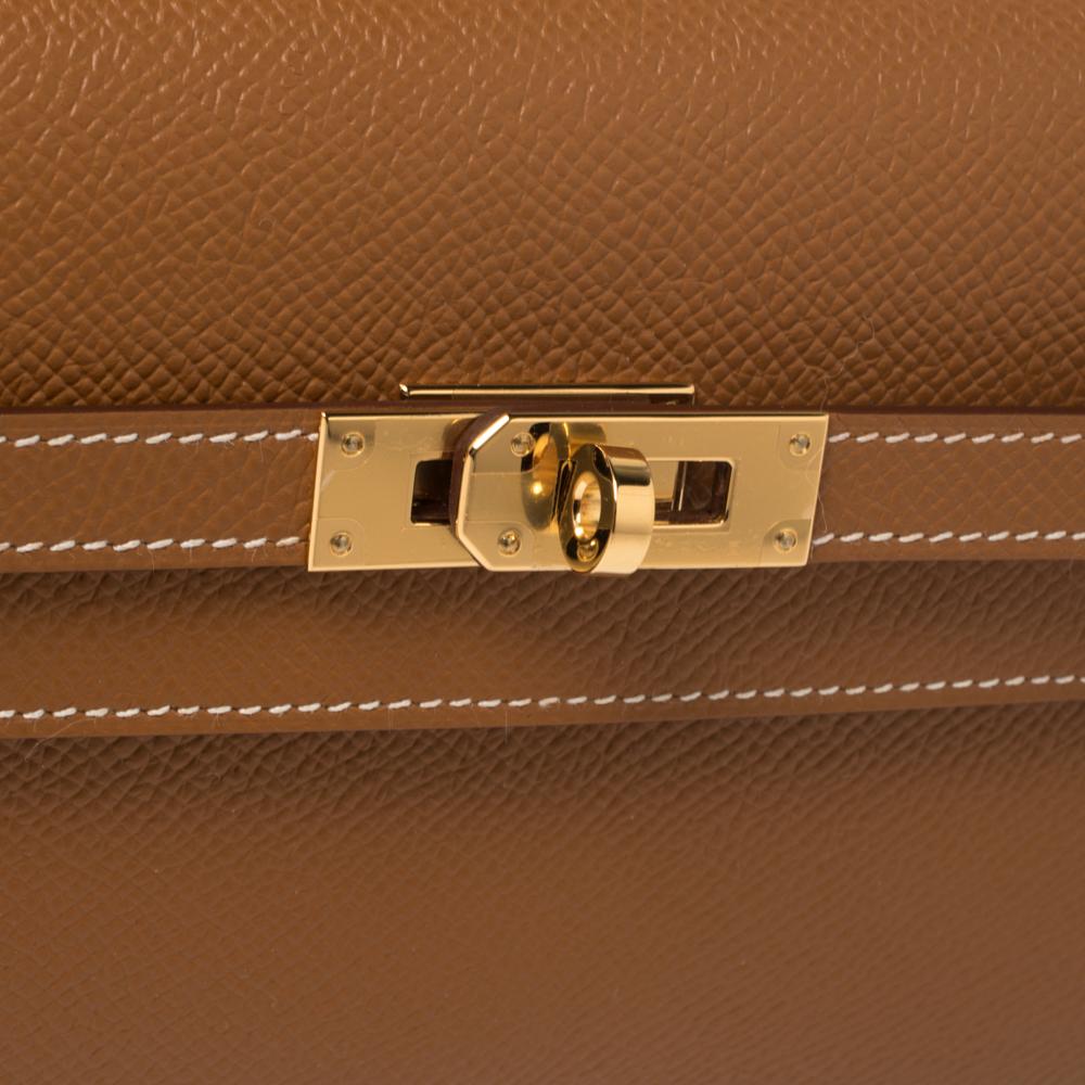 Hermes Gold Epsom Leather Kelly Classique To Go Wallet 2