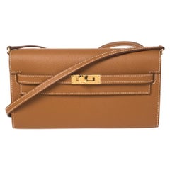 Hermes Gold Epsom Leather Kelly Classique To Go Wallet