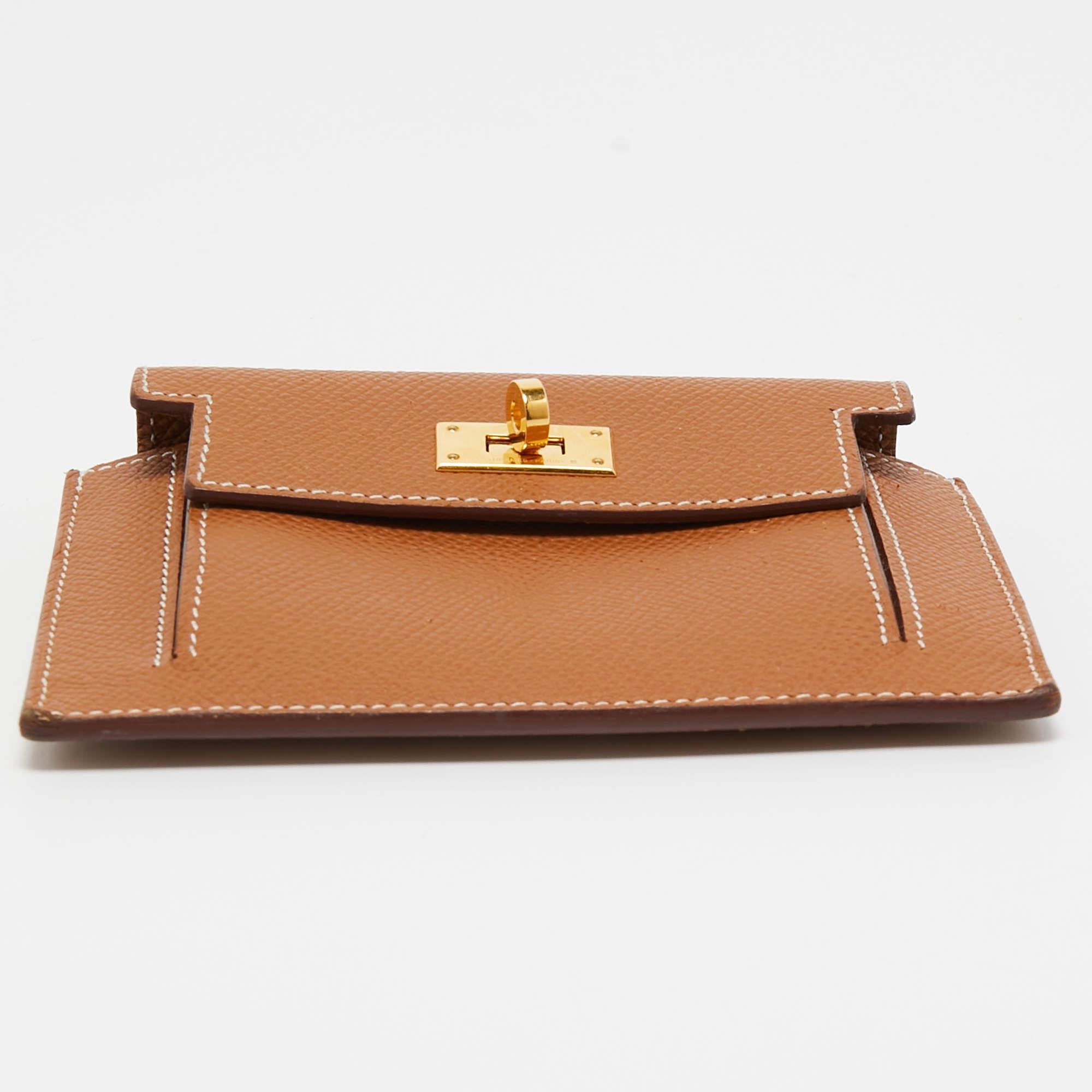 Hermes Gold Epsom Leather Kelly Pocket Compact Wallet 5