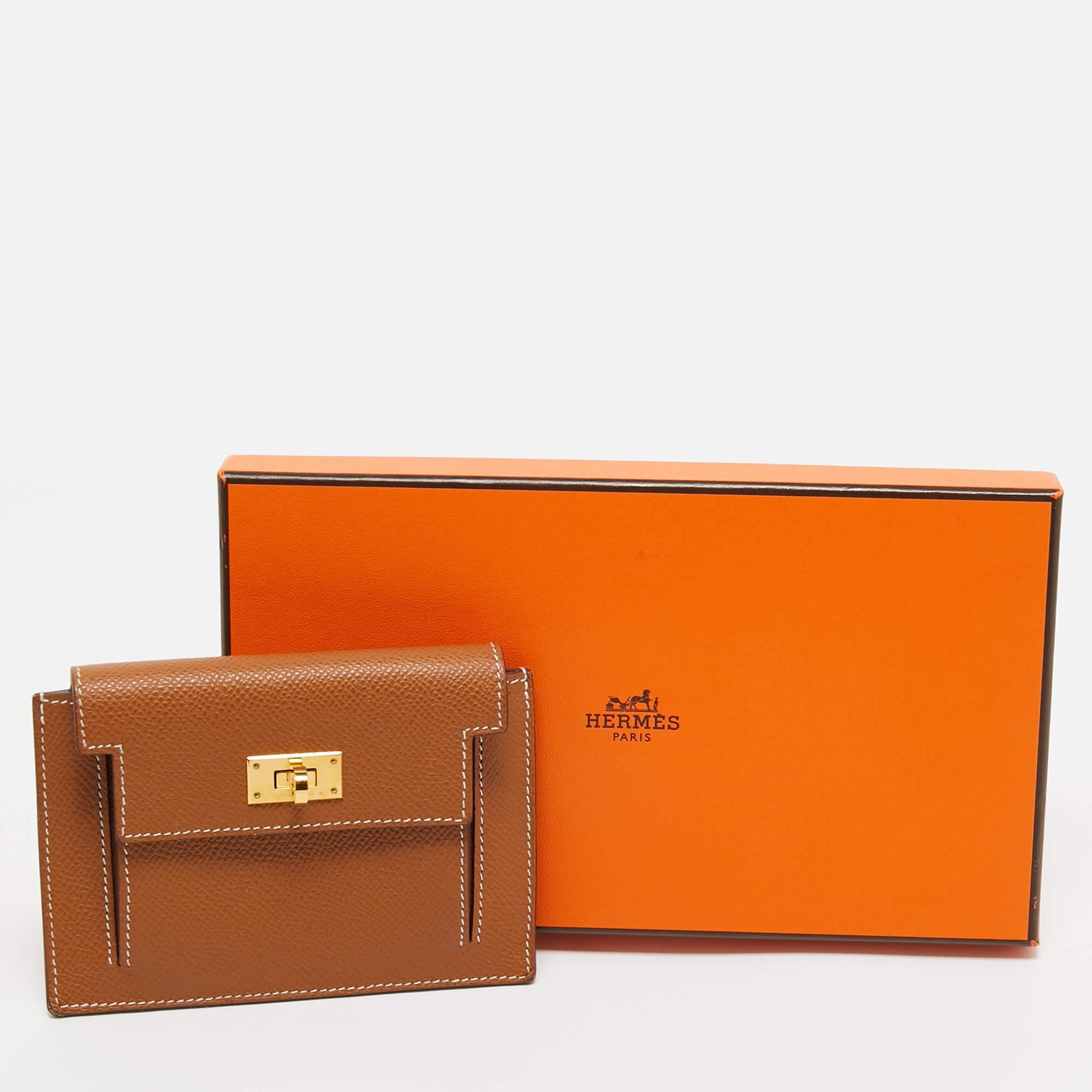 Hermes Gold Epsom Leather Kelly Pocket Compact Wallet 7