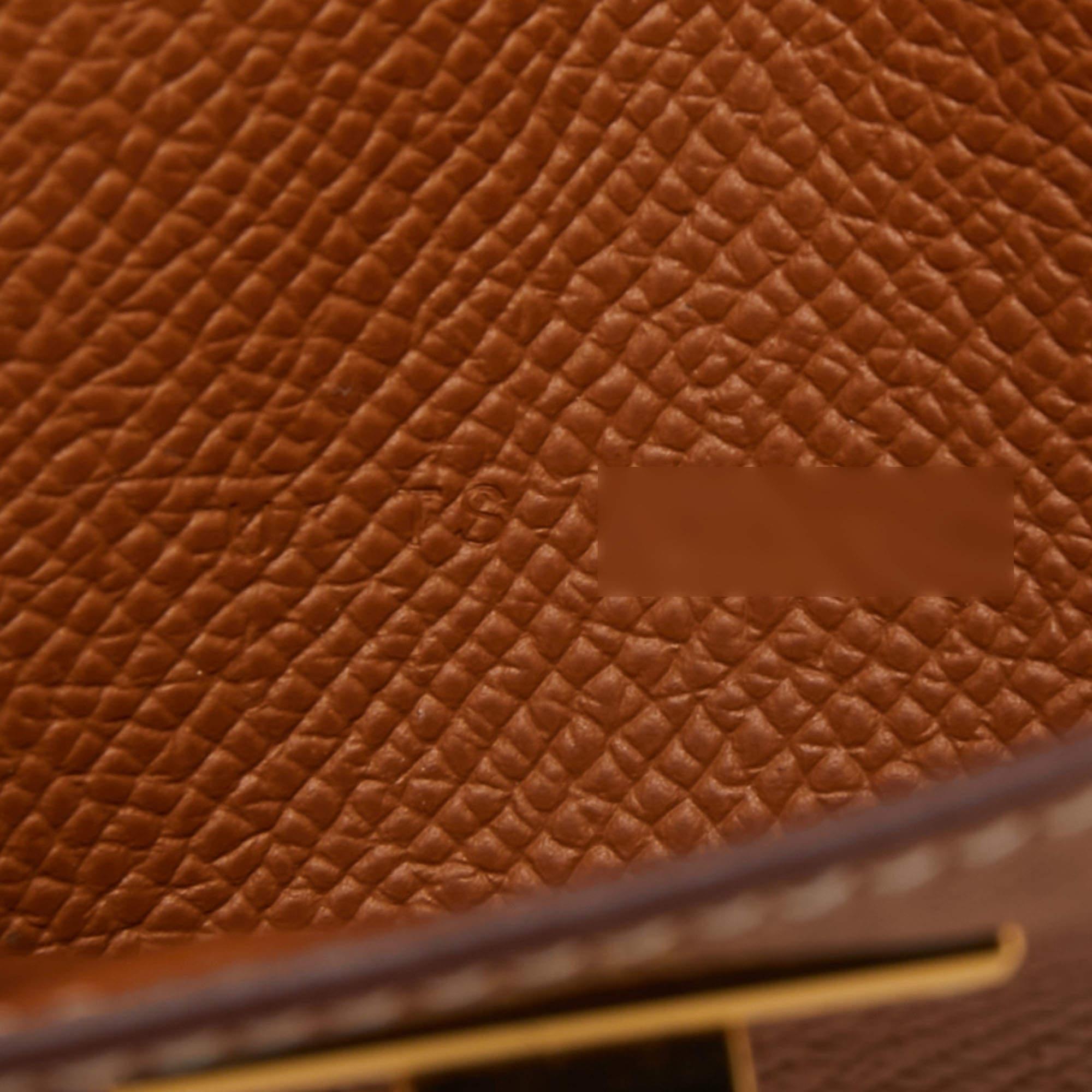 Women's or Men's Hermes Gold Epsom Leather Kelly Pocket Compact Wallet