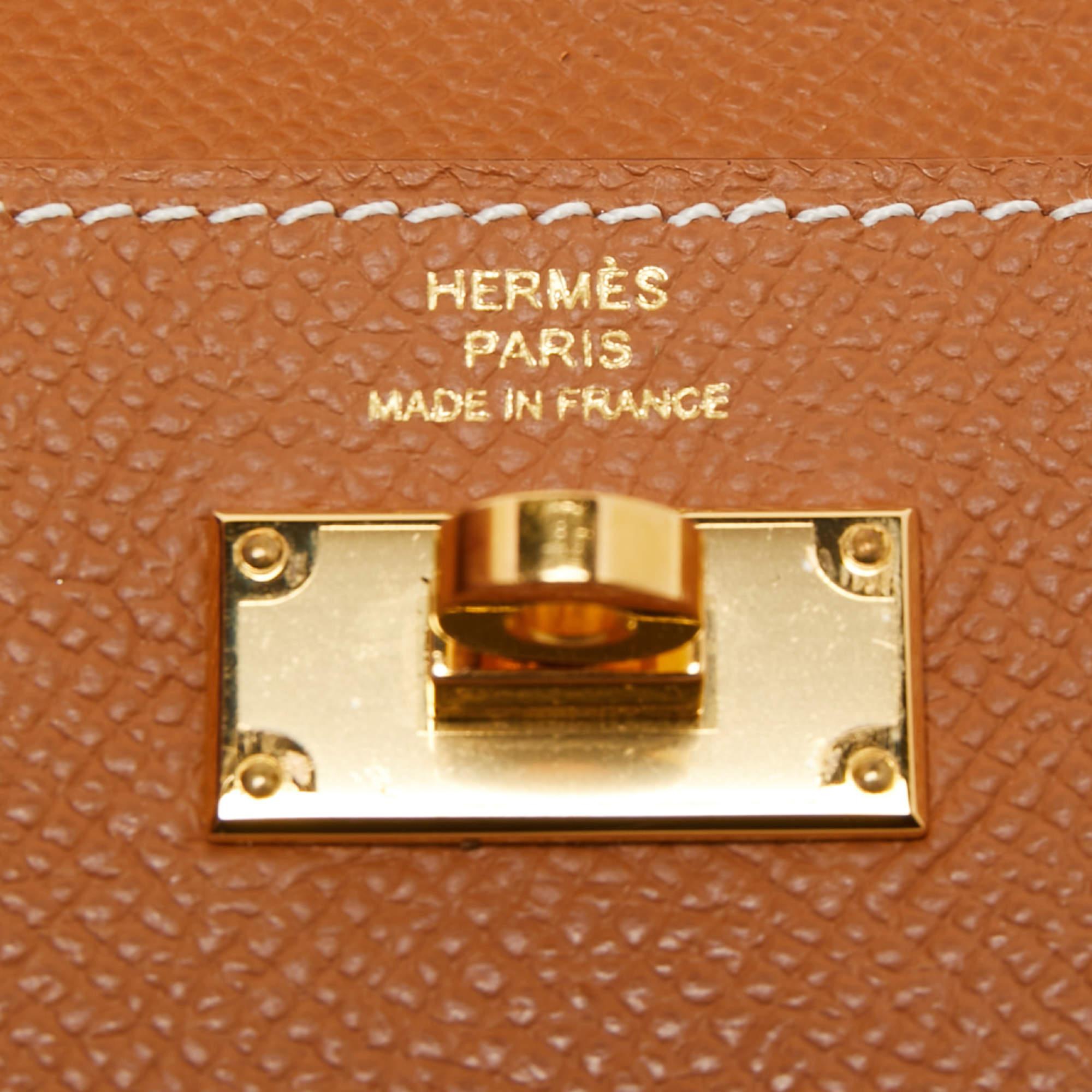 Hermes Gold Epsom Leather Kelly Pocket Compact Wallet 2