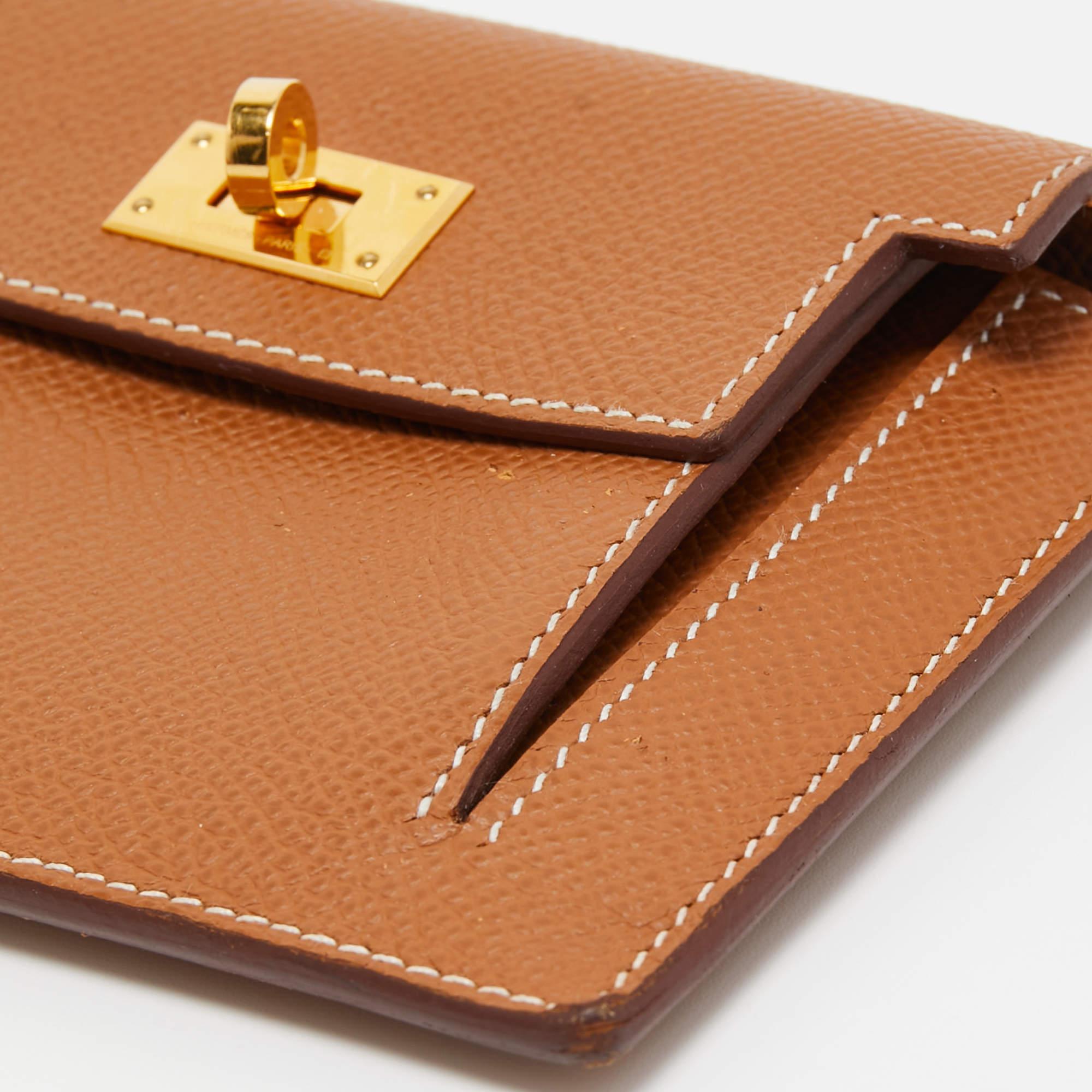 Hermes Gold Epsom Leather Kelly Pocket Compact Wallet 4