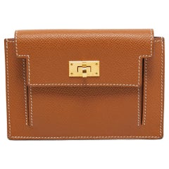 Hermes Gold Epsom Leather Kelly Pocket Compact Wallet