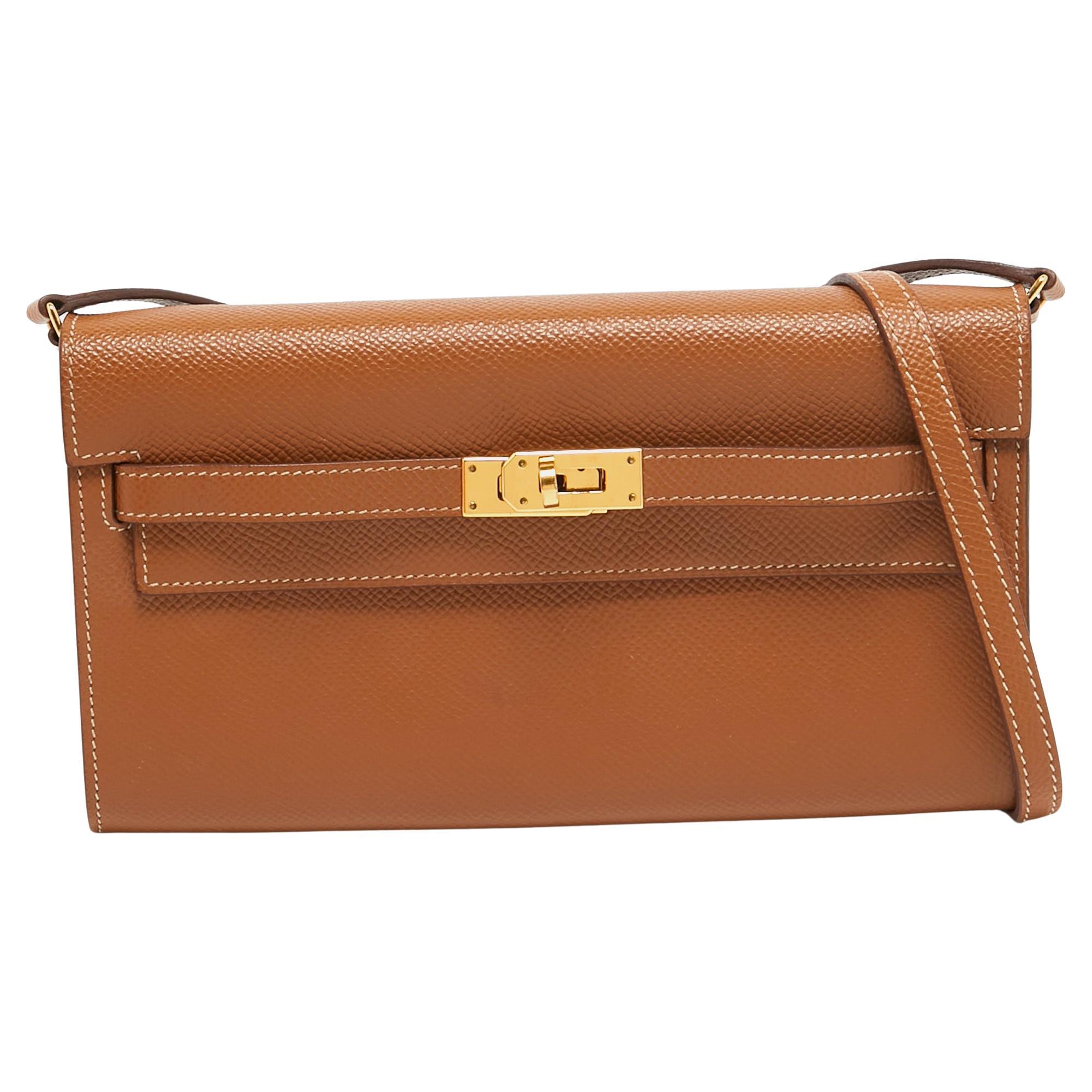 Hermes Gold Epsom Leather Kelly To Go Wallet For Sale