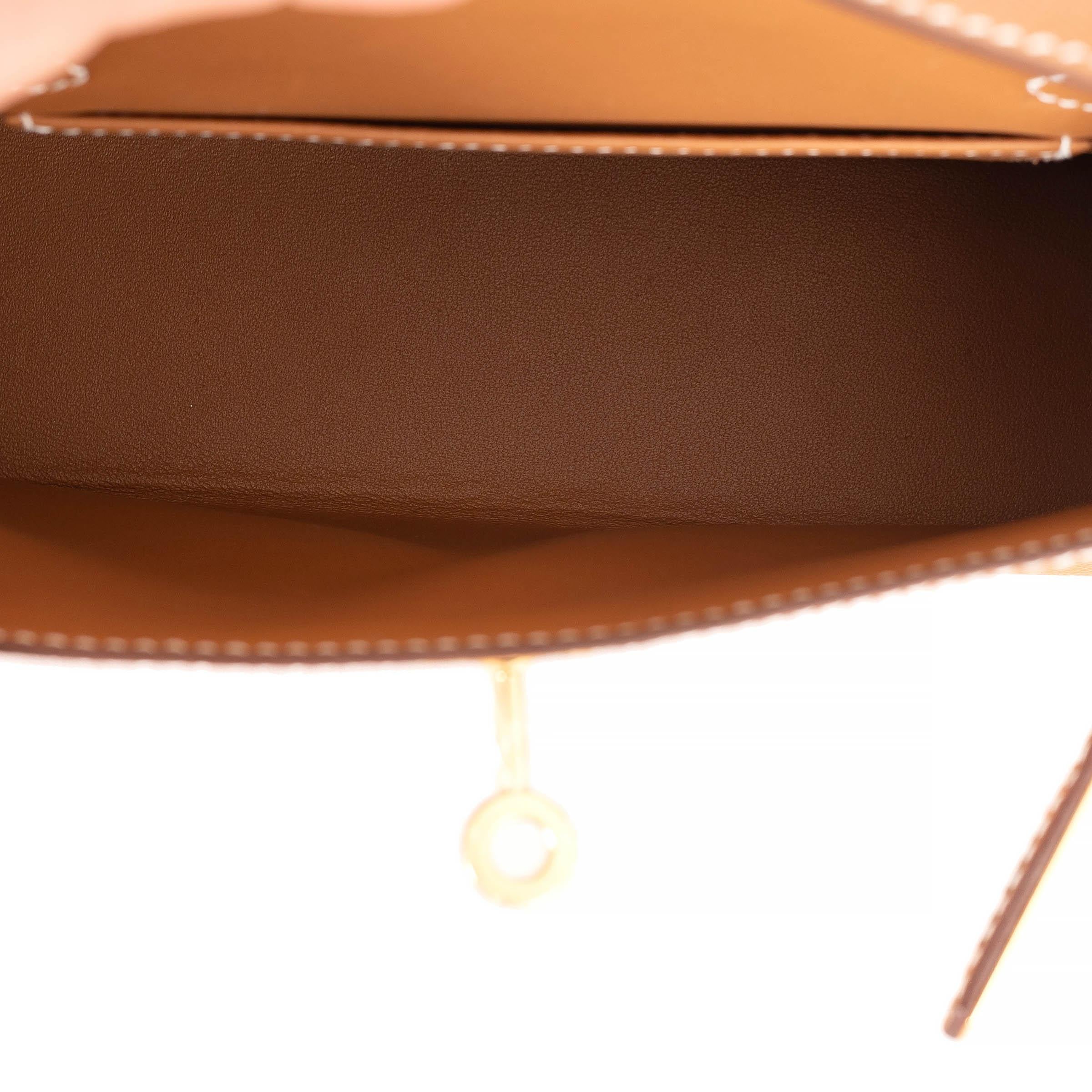 HERMES Gold Epsom leather MINI KELLY 20 SELLIER Bag Ghw For Sale 1
