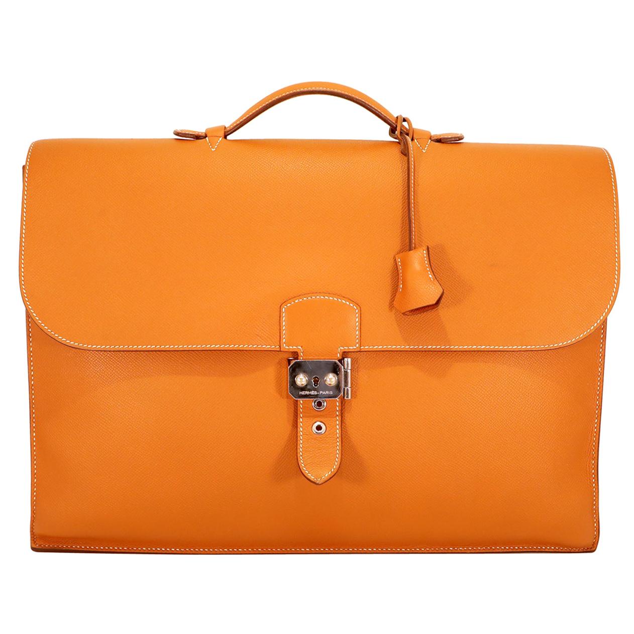  Hermès Gold Epsom Leather Sac a Depeches Briefcase 