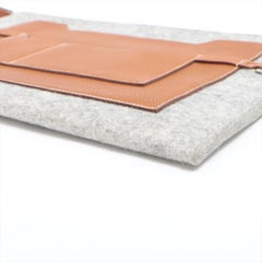 Hermes Gold Epsom Leather Wool TooDoo 37cm Clutch PHW
