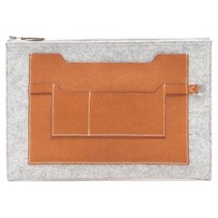 Hermes Gold Epsom Leather Wool TooDoo 37cm Clutch PHW