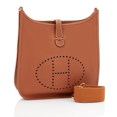 Hermes Gold Evelyne GM Crossbody Messenger Shoulder Bag Celeb Fave