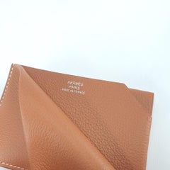 Hermès gold Evercolor calfskin H Sellier card holder gold