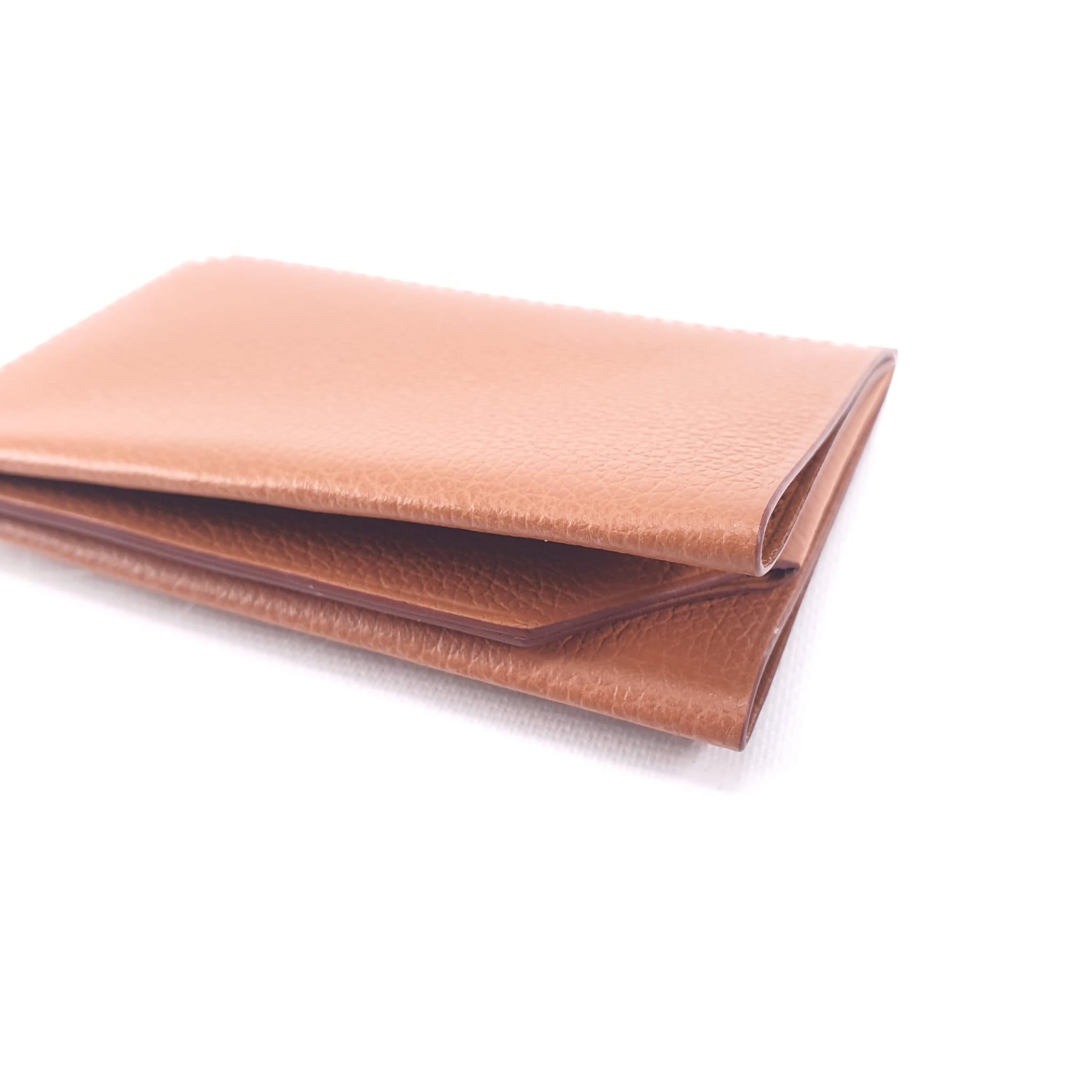 Brown Hermès gold Evercolor calfskin H Sellier card holder gold For Sale