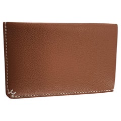 Hermès gold Evercolor calfskin H Sellier card holder gold