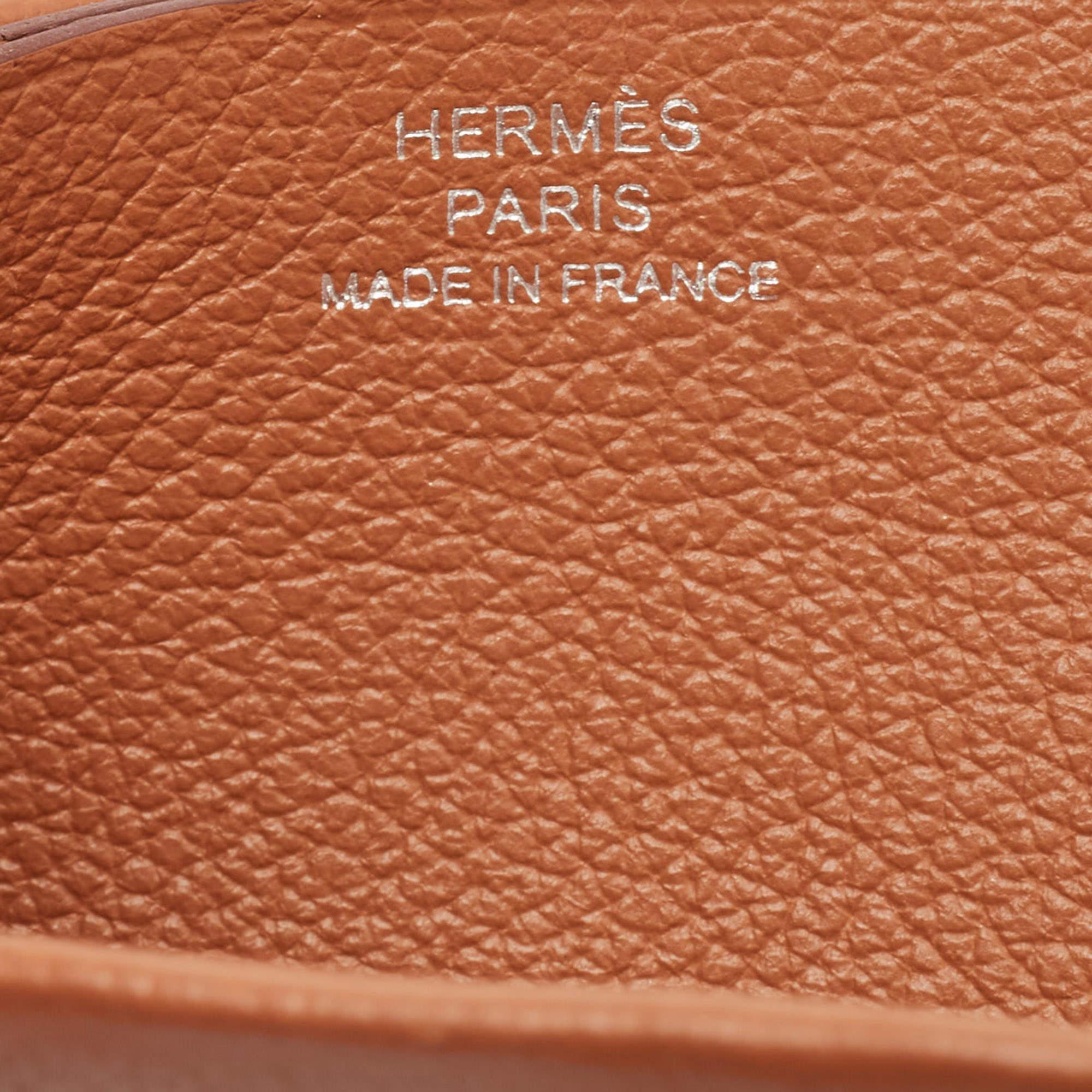 Hermes Gold Evercolor Leather H Sellier Card Holder 2