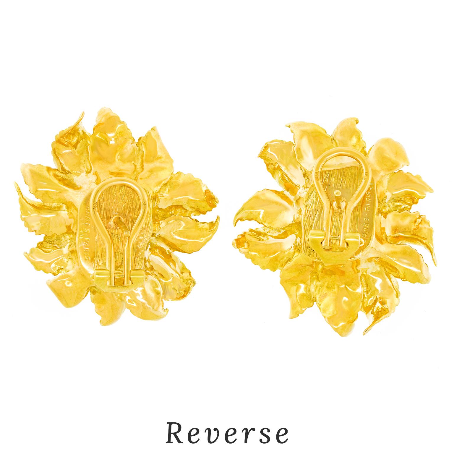 Hermès Gold Flower Earrings 4