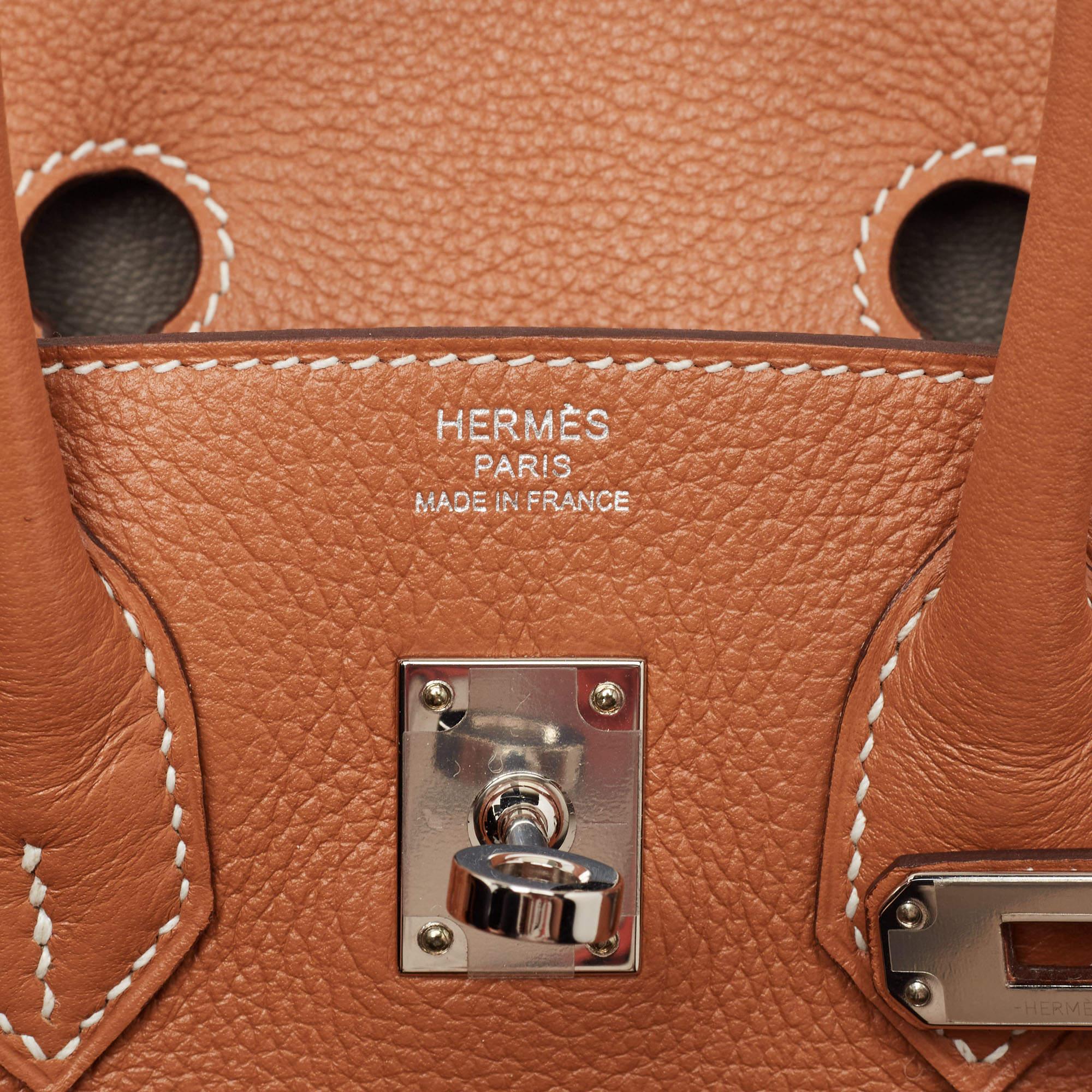Hermes Gold/Gris Tourterelle Taurillon Novillo Leather Palladium  4