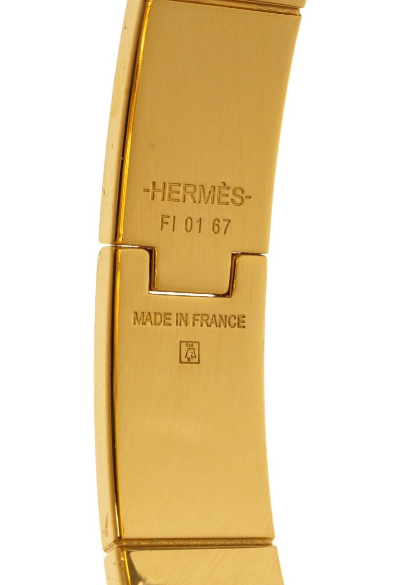 Women's Hermes Gold Hardware Charniere Bangle For Sale