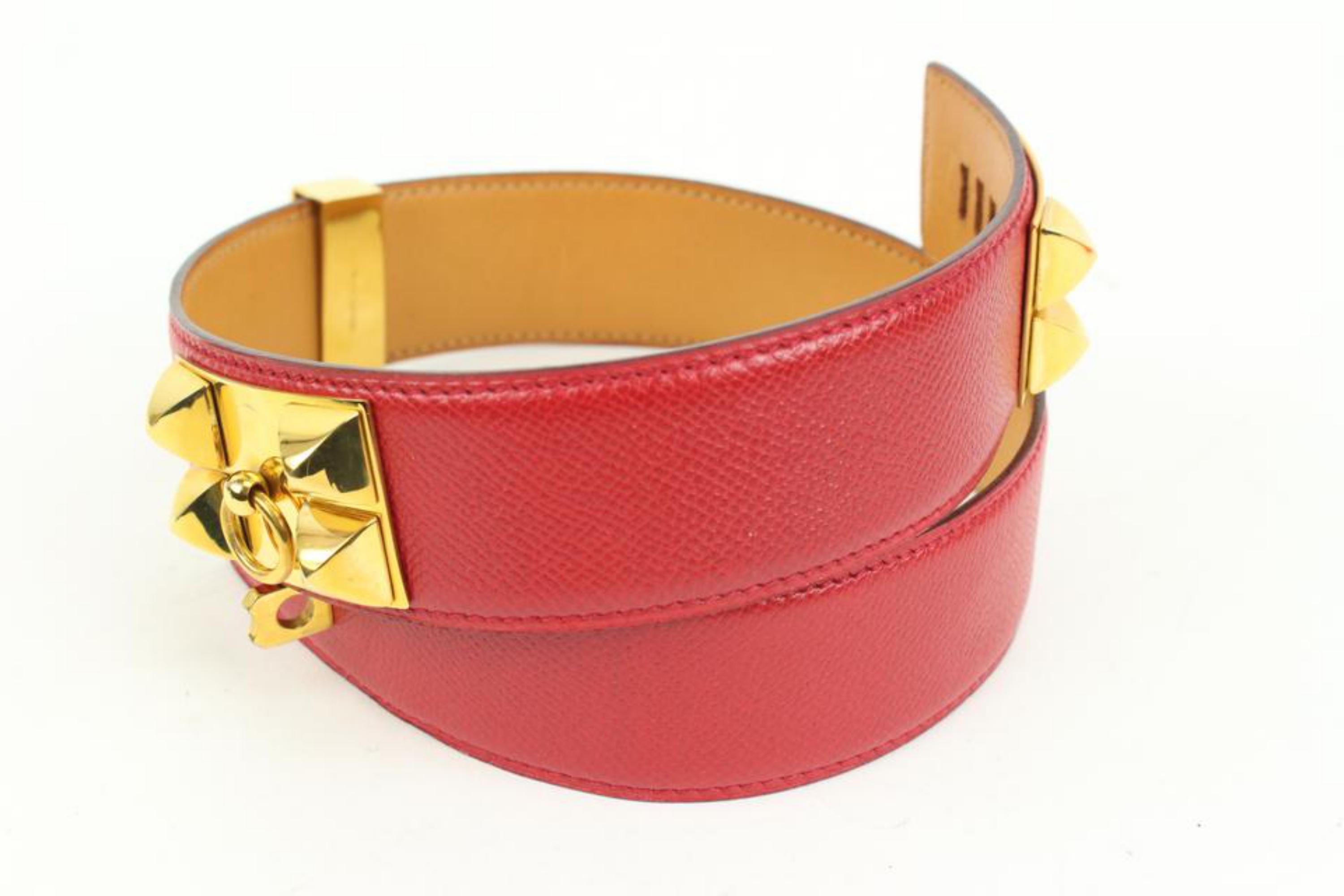 Hermès Gold Hardware Red Leather Medor CDC Belt 41h57 2