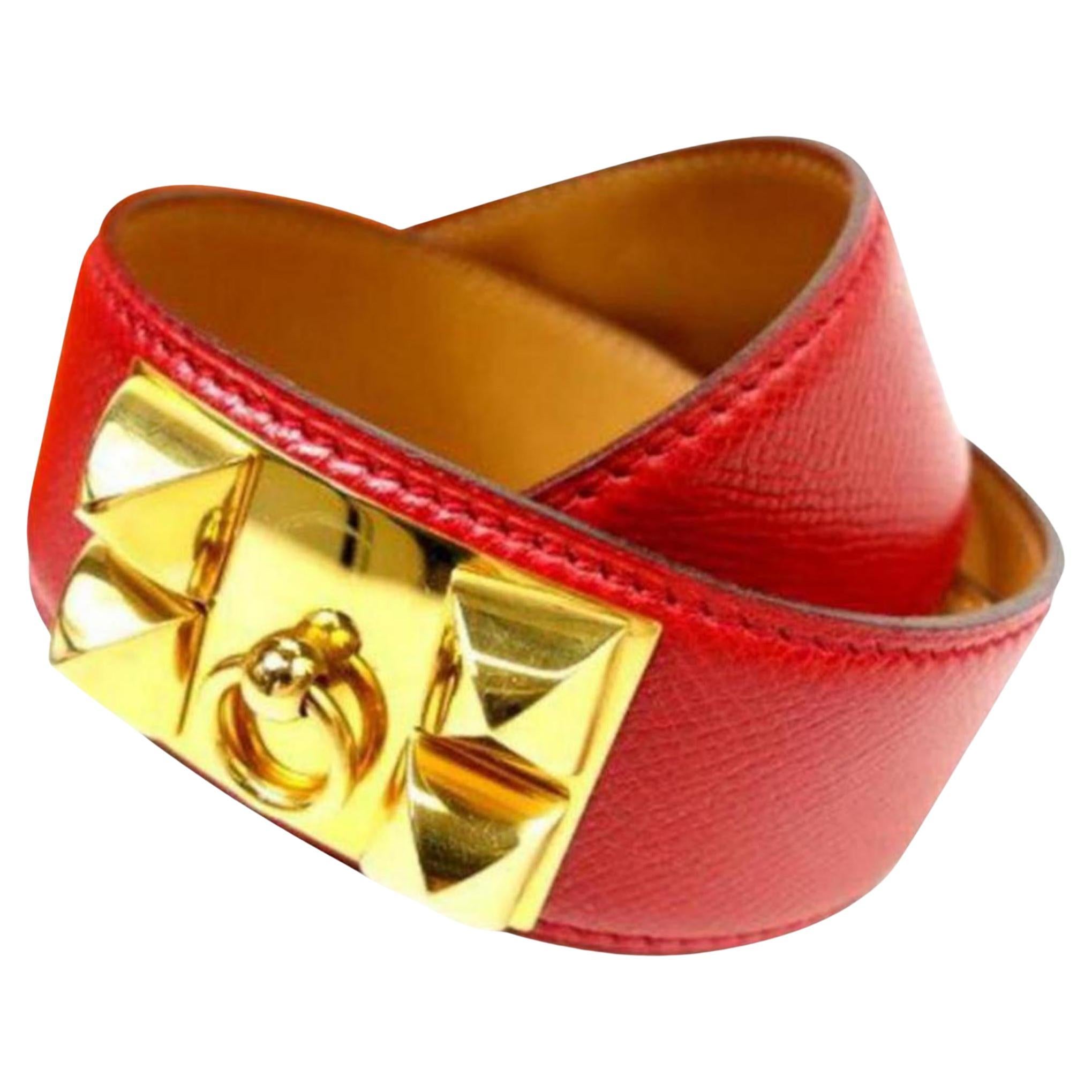 Hermès Gold Hardware Red Leather Medor CDC Belt 41h57