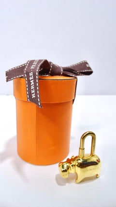 Hermes Gold Hippo Cadena Bag Charm/ Keychain