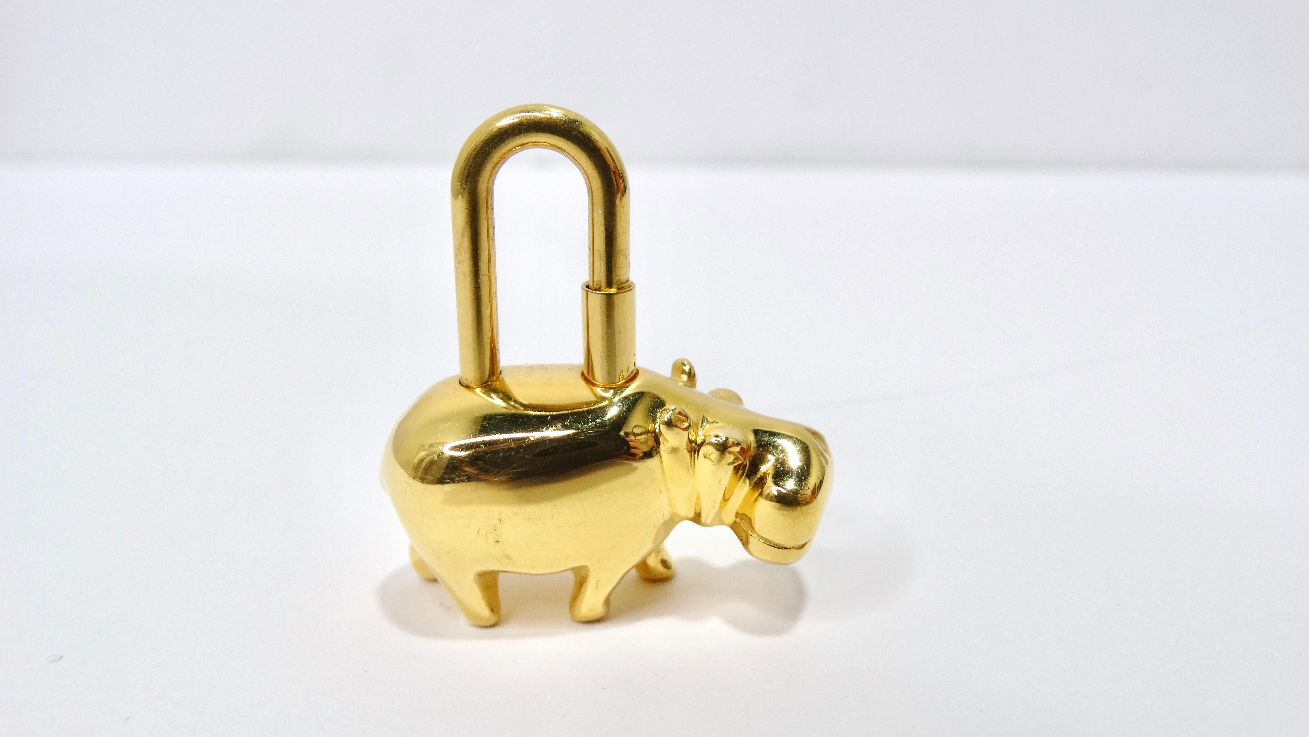Hermes Gold Hippo Cadena Bag Charm/ Keychain 1