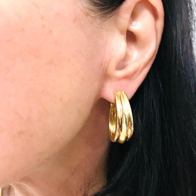 Hermes Gold Hoop Earrings 18k Gold Original Box For Sale 7