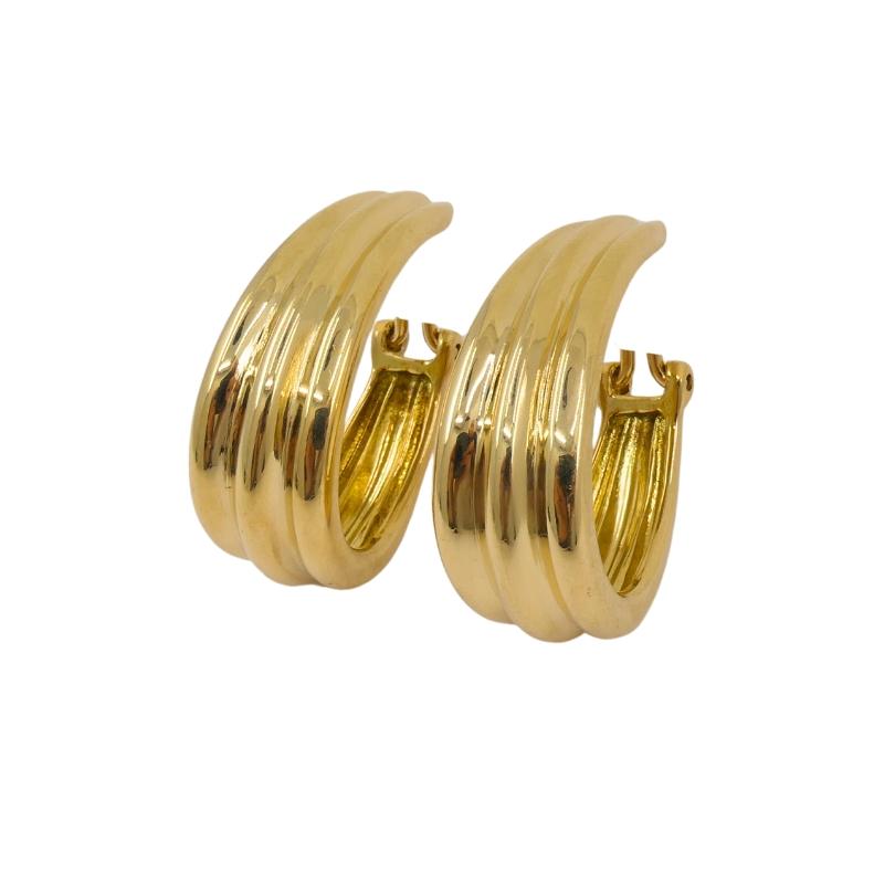 Hermes Gold Hoop Earrings 18k Gold Original Box In Excellent Condition For Sale In Beverly Hills, CA
