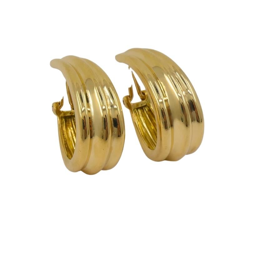 Women's Hermes Gold Hoop Earrings 18k Gold Original Box For Sale