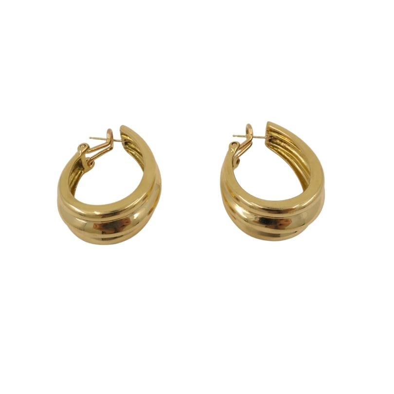 Hermes Gold Hoop Earrings 18k Gold Original Box For Sale 2