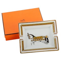 Hermes Gold Horse Porcelain Ashtray