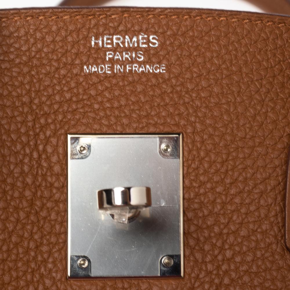 Hermès Gold/Juane Togo and Swift Palladium Finish Officier Birkin 35 Bag 6