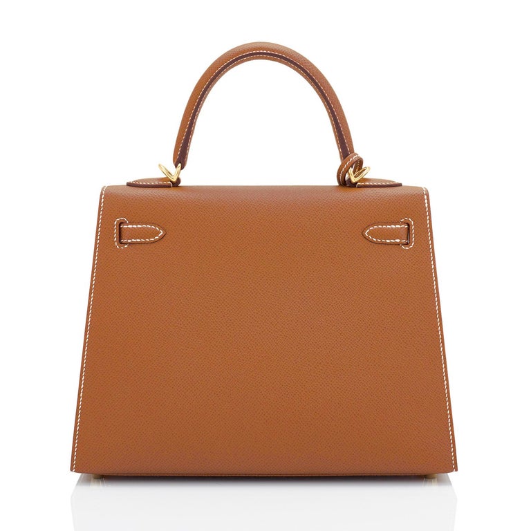 Hermes Gold Kelly 25cm Tan Sellier Handbag Z Stamp, 2021 MOST WANTED For Sale 1