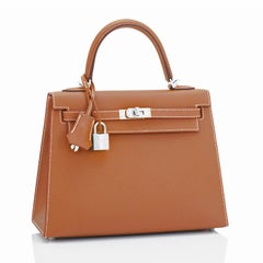 Hermes Gold Kelly 25cm Tan Sellier Shoulder Bag Z Stamp, 2021 RARE